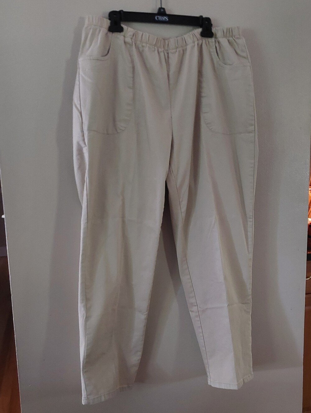 Woman Within Cream Elastic Waist Boot Cut Pants Size 24WTall
